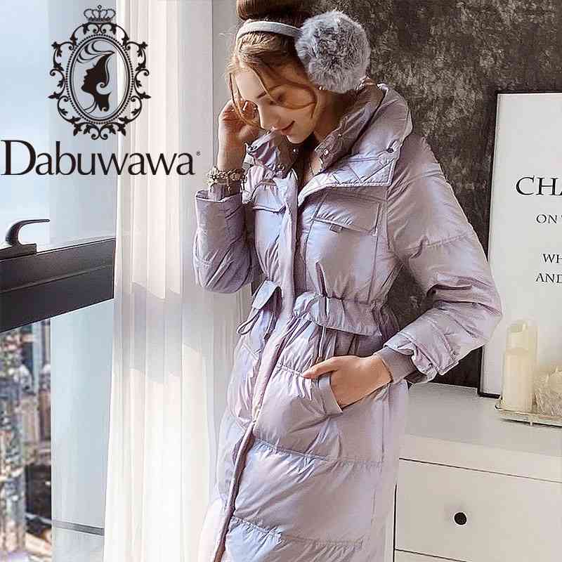 

Dabuwawa Warm Elegant Women White Duck Down Coat Jackets Casual Pocket Parka Long Female Winter Windproof Jacket DT1DDW034 210520, Purple