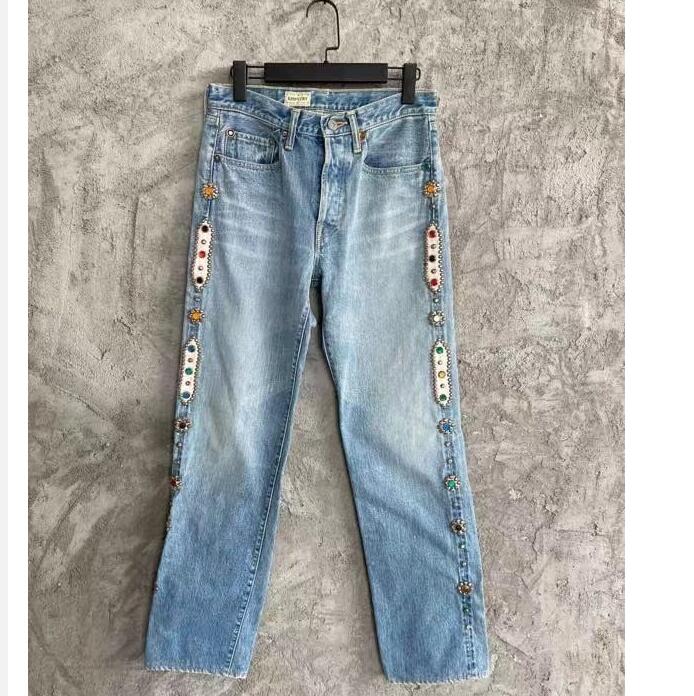 

Blue Side Jeans Pant Men Women 1 High Quality high Street Vintage Washed Do Old Trousers Inside Tag
