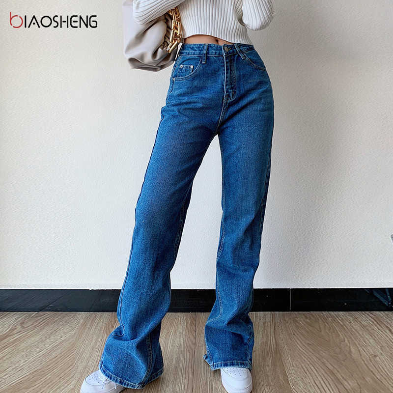 

Women's Flared Jeans High Waist Fashion Wide Leg Jeans Streetwear Plus Size Trousers Female Baggy Mom Denim boot cut Pants 210616, Light blue
