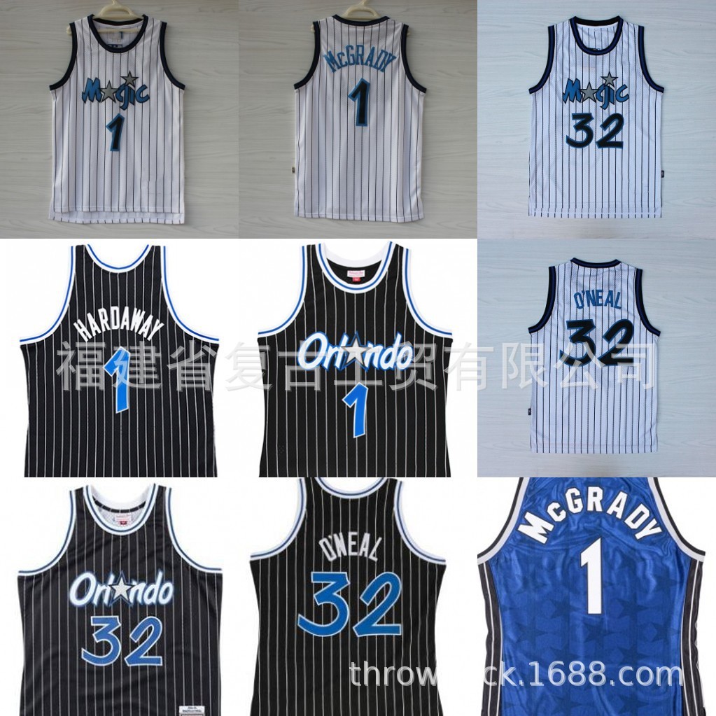 

magic 32 O'Neill 1 McGrady Hadaway basketball suit embroidery