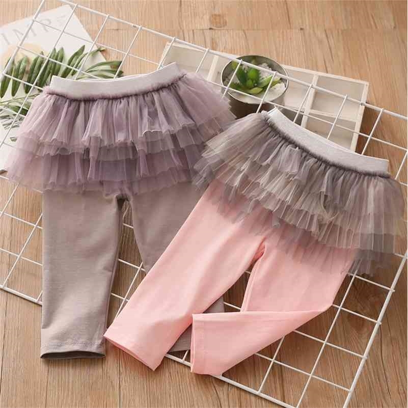 

Spring Autumn Summer Fashion 2 3 4 6 8 10 Year Children Full Length Dance Culottes Lace Skirt Leggings For Baby Kids Girls 210701, Gray