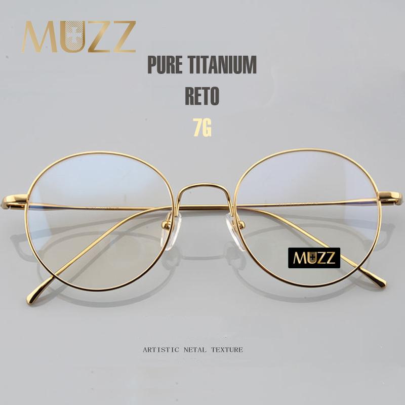 

Fashion Sunglasses Frames MUZZ Pure Titanium Round Eyeglasses Frame Optical Unisex Glasses Retro Prescription Men Women Myopia