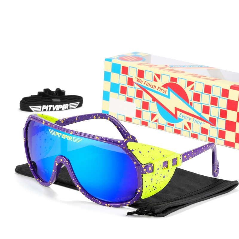 Luxury designer glasses New Pit Viper One Piece Sunglasses Oversized Mirror UV400 Goggle Oval Flat Top Colorful Shades With Free Box
