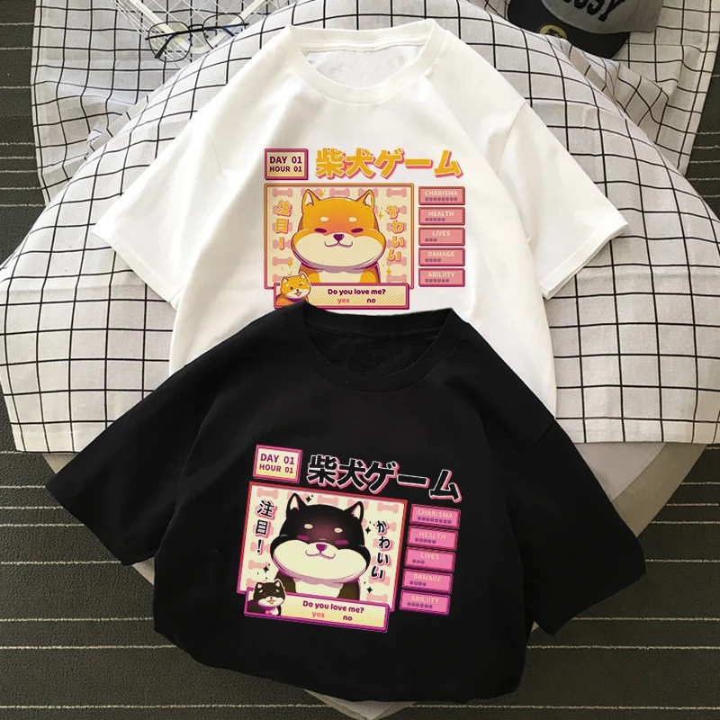 

Aesthetic Camisas Mujer Harajuku T Shirts Kawaii Cute Shiba Inu Doge Print Summer Korean Streetwear Loose Women Chic Casual Tops, Black03