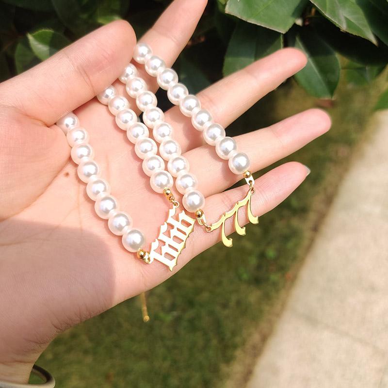 

Pendant Necklaces Angel Number 111 222 333 444 Imitation Pearl Neckcklace Choker 555 777 888 999 666 Stainless Steel Minimalist Jewelry, Silver