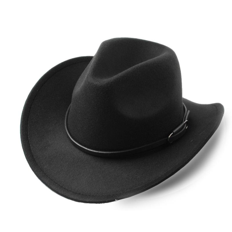 

Wide Brim Hats Vintafe Wool Fedora Panama For Men Women Hat Belt Buckle Jazz Four Seasons Street Cap Caps, Woolen -black
