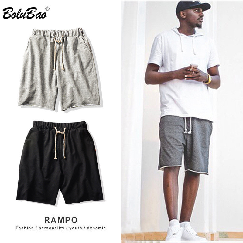 

BOLUBAO Brand Men Casual Shorts Men Solid Color Drawstring Shorts Sports Comfortable Shorts Male 210518, Black