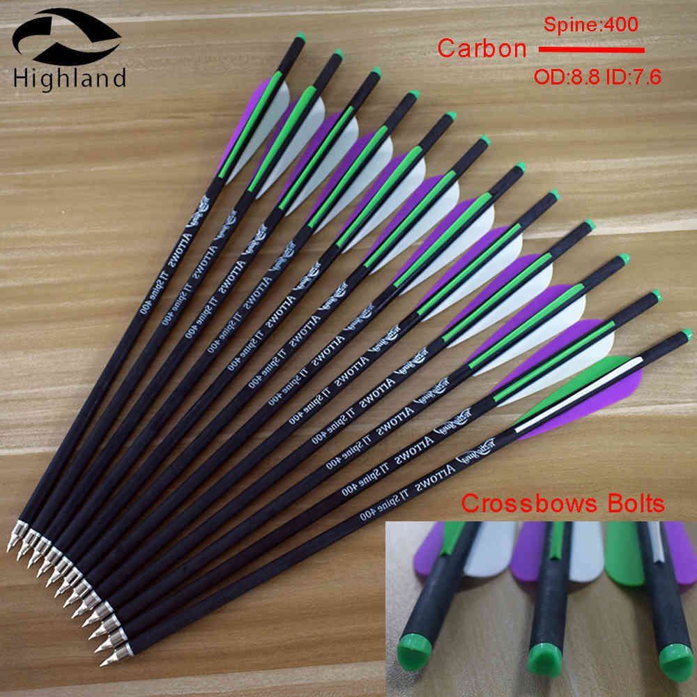 

12 PCS Spine 400 Carbon Arrows 16 17 18 20 22 Inches Crossbows Bolts for Archery shooting X0524