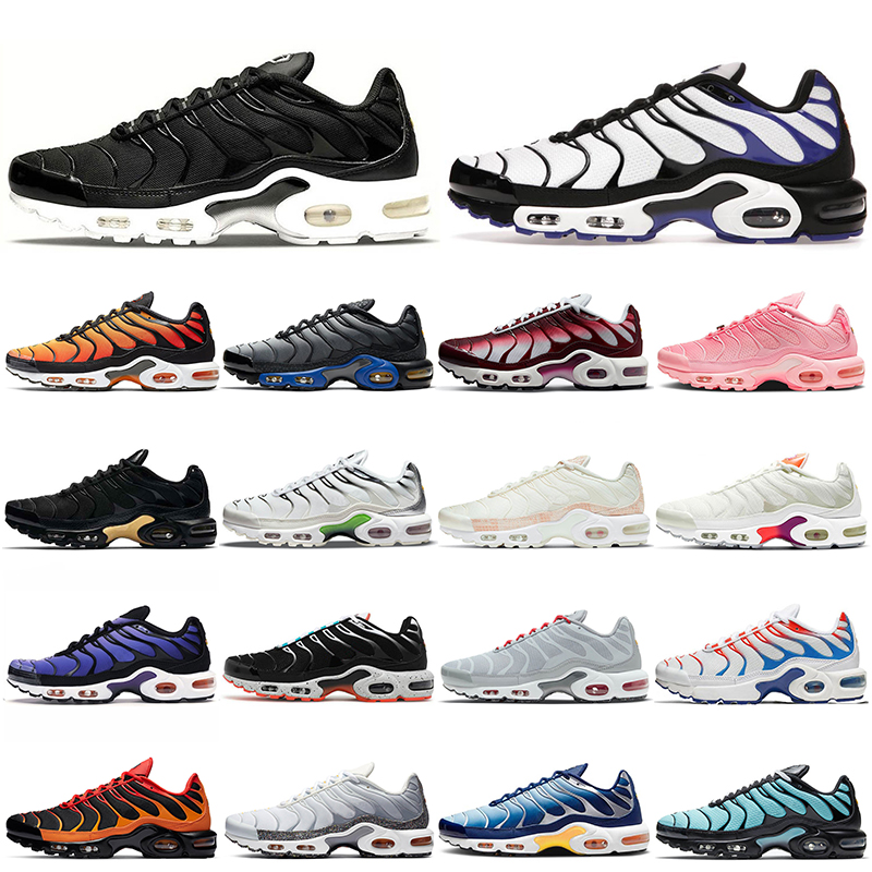 

tn plus running shoes mens leather black white off Sunset Neon Green Hyper Pastel blue Burgundy Oreo women Breathable sneakers trainers sports fashion size 36-46, 04 black white 40-46