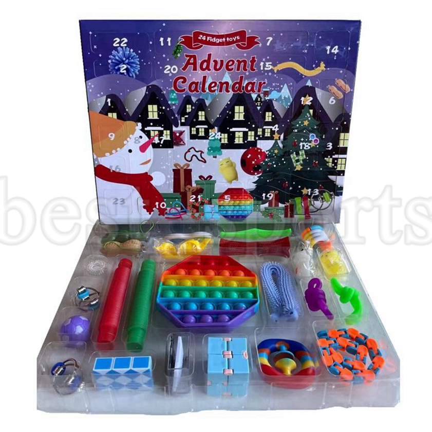 

24pcs Set Christmas Fidget Toys Advent Calender Blind Boxes Gifts Simple Dimple Decompression Toy Push Bubbles Kids Xmas Gift ZZA3409 By Sea