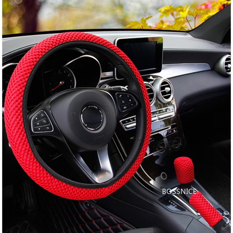 

Steering Wheel Covers 1/3Pcs Universal 38CM Ice Wire Cover Wear Resistant Skid Auto Part Gear Hand Brake Interior Car Accessories