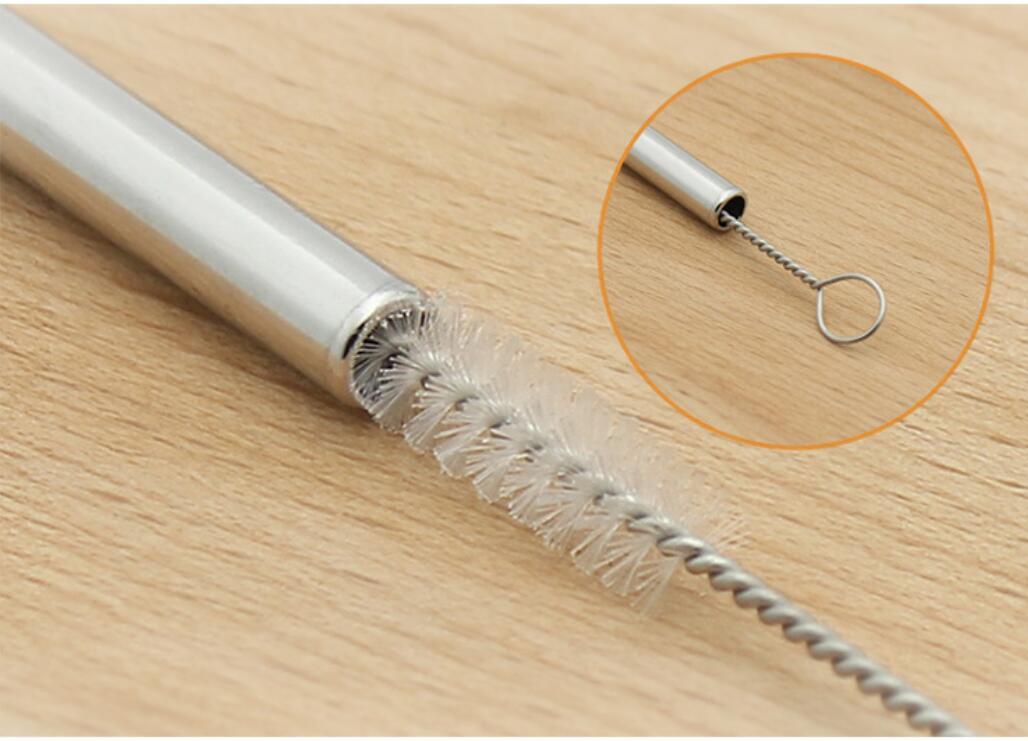 

17.5 cm straw feeding bottle cleaner stainless steel cleaning brush drain pipe nylon wire