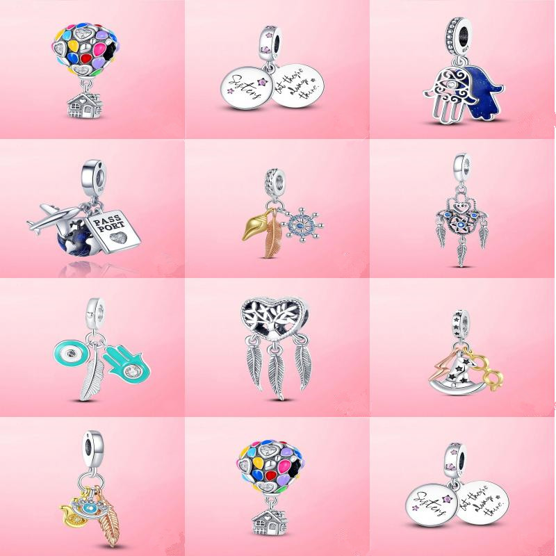 

925 Sterling Silver Moment Key Ring Small Bag Charm Holder Fit Pandora Charm For Women Jewelry Making Gift