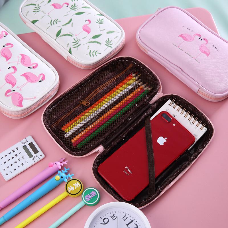 

Pencil Bags Flamingo Case Kawaii School Penal Pencilcase For Girls Cute Pen Bag PU Box Pouch Stationery Supplies