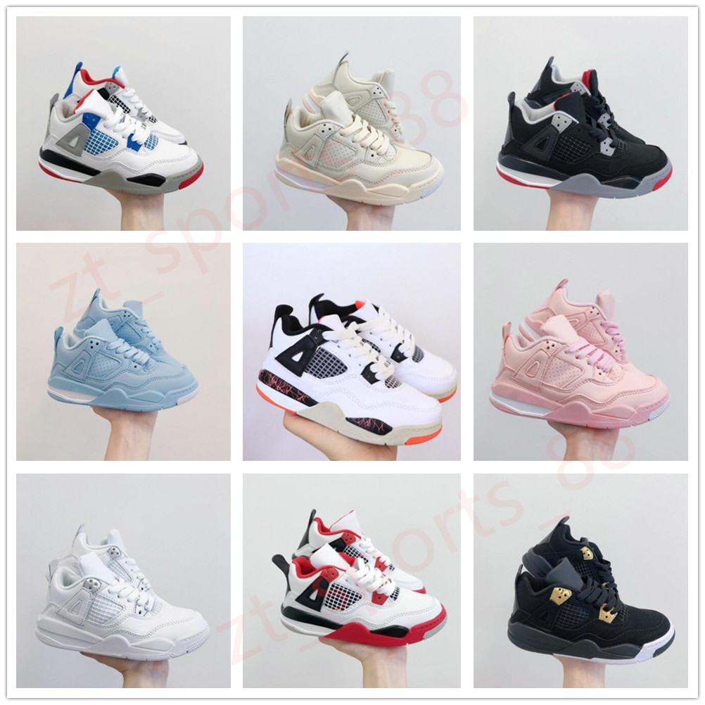 

Kids 4 Retro Black cat Basketball Shoes Toddler TD 4s Red Chicag Boys Girls Basket Ball Pour Enfants Athletic Sneakers size 28-35