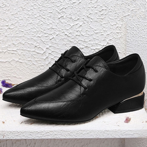

Dress Shoes Arrival 2021 Women Solid Black Deep Mouth Lace Up Increased Internal Med High Heel Pumps Woman Office N0226 LM1P, Pumps high heels