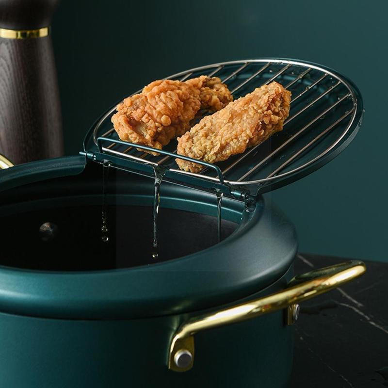 

Water Bottles 304 Steel Japanese Tempura Deep Fryer With Lid Supplies Strainer 20cm Kitchen G0x5