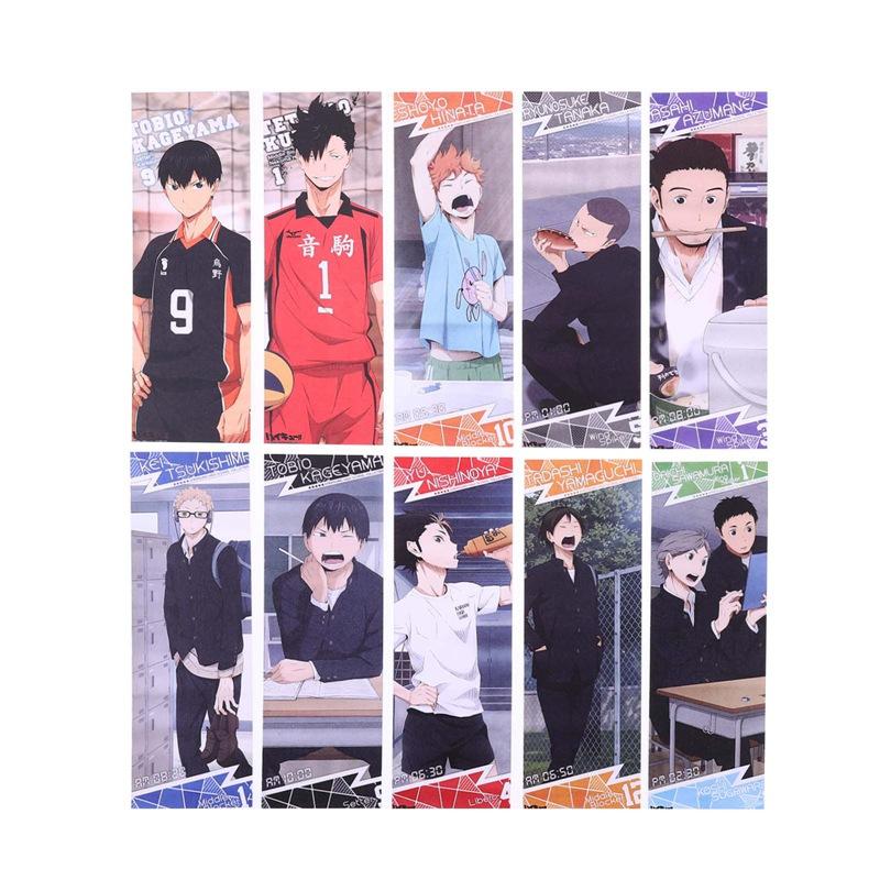 

Bookmark 10Pcs/Set Haikyuu!! Japanese Anime Volleyball Bookmarks Message Cards Book Notes Paper Page Holder For School Office Stationery
