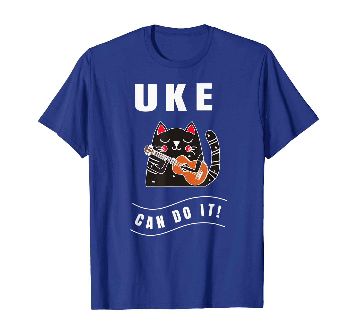 

Ukulele TShirt Funny Uke Can Do It Cat Playing Shirt Gift, White;black