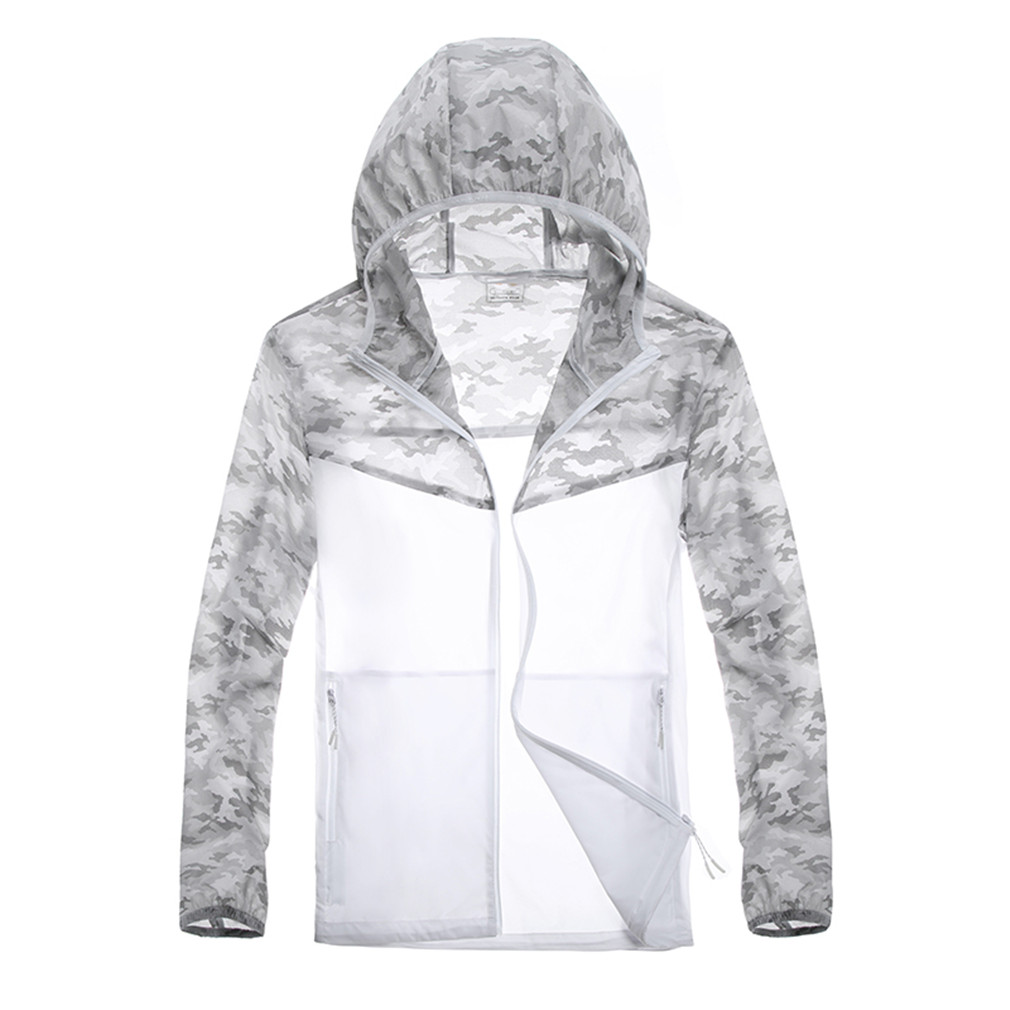

Mens Outdoor Jacket Hiking Camping Fishing Breathable Loose Outwear Thin Quick Dry Coats Male Lightweight Plus Size Rain Jackets Camouflage Clothing, White