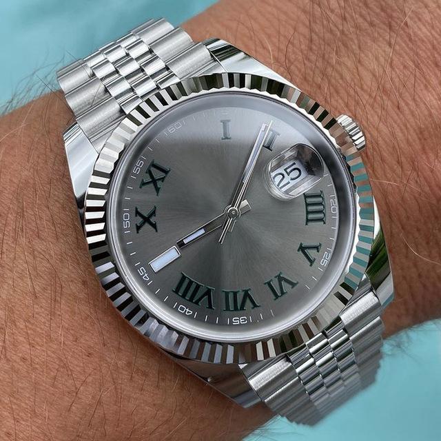 

Mens Watch Waterproof Mechanical 41mm Sapphire Bracelet Green Rome Datejust Automatic, 13