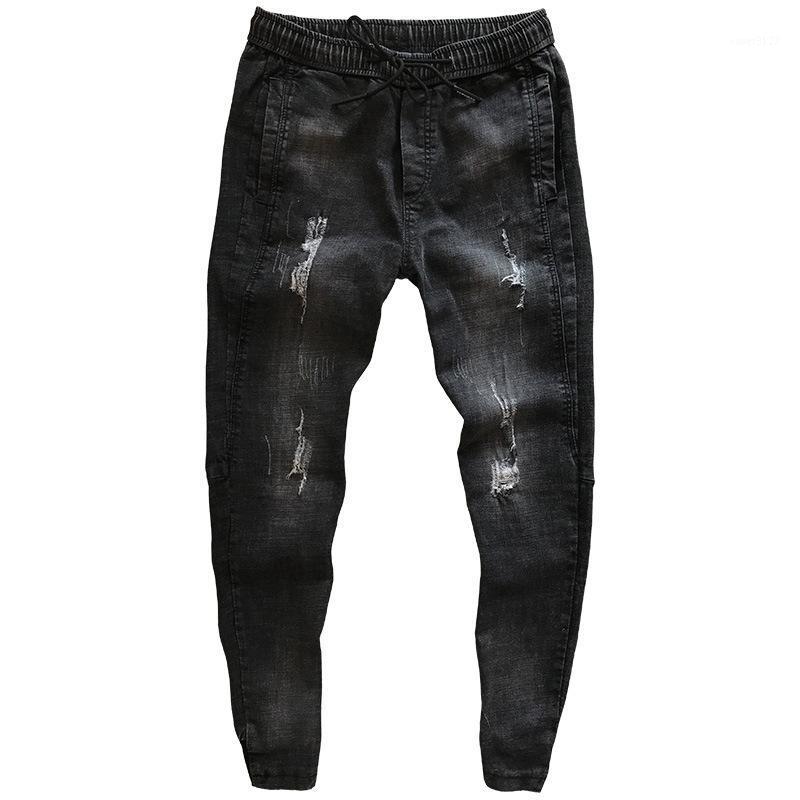 

Men's Jeans 2021 Social Spirit Guy Buckle Slim Spring Summer Small Feet Harem Pants Korean Trend Teenagers Ripped Trousers, Blue