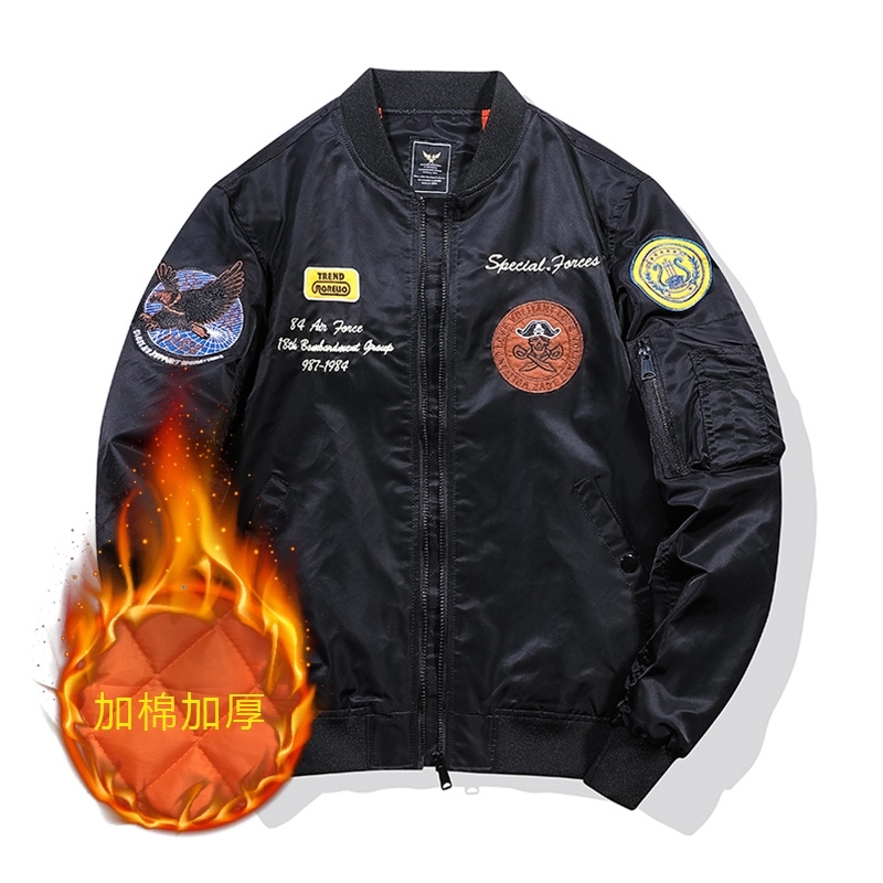 

Winter air force suit tide brand men's thickened flight cotton jacket, Black