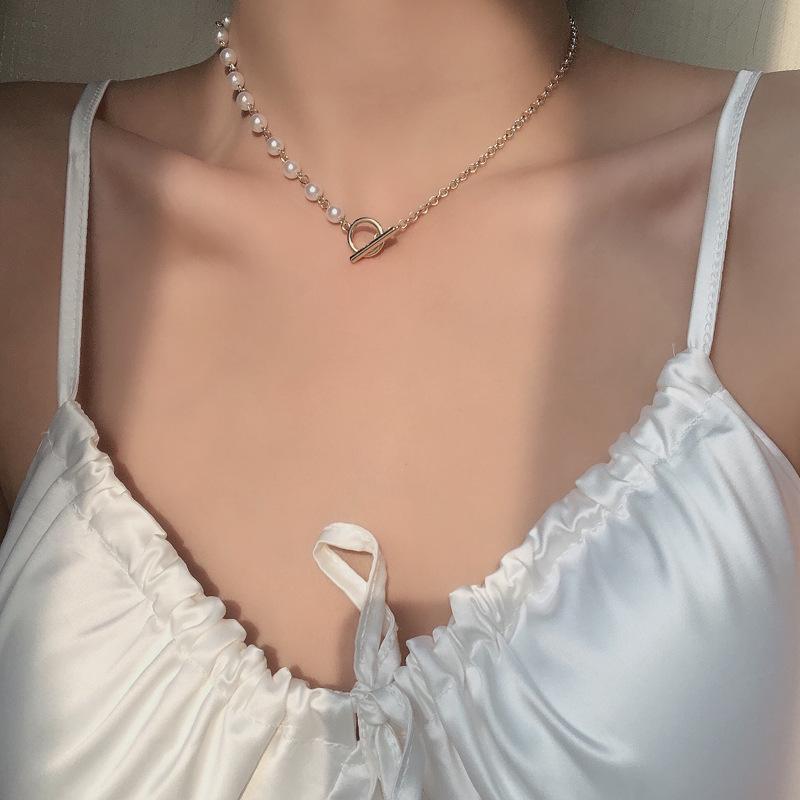 Pendant Necklaces HI MAN European Creative OT Buckle Pearl Necklace Women High Quality Fashion Anniversary Jewelry Accessories-image-701554895