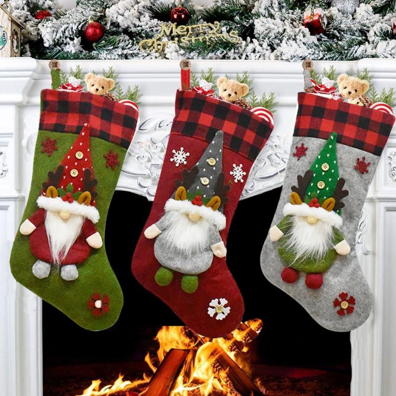 

Christmas Decorations Fireplace Decoration DIY For Home Office Decor Stockings Kids Candy Bag Ornaments Xmas Gift Bags