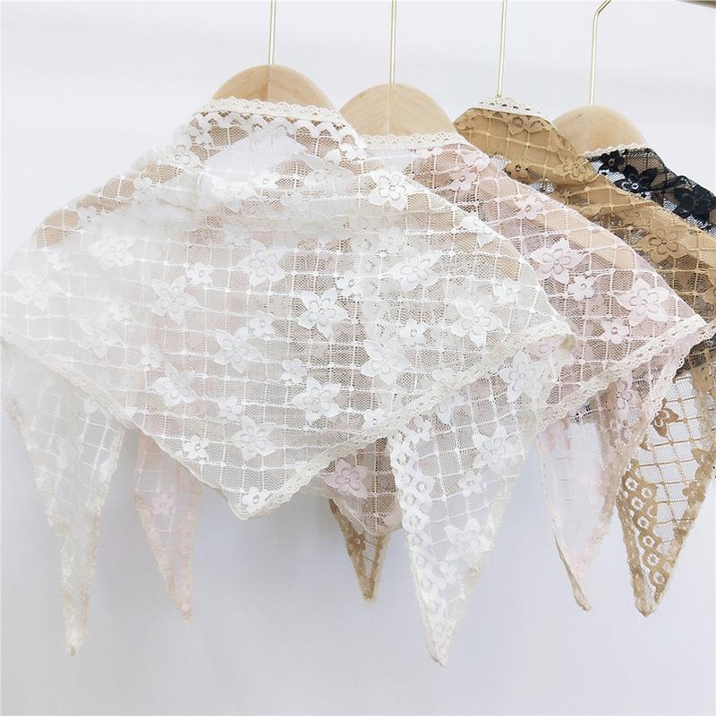 

Scarves Triangle Scarf Lace Hankie Muffler Neckerchief Flowers Floral Wrap Foulard Transparent Hats Bags Accessory, Blue;gray