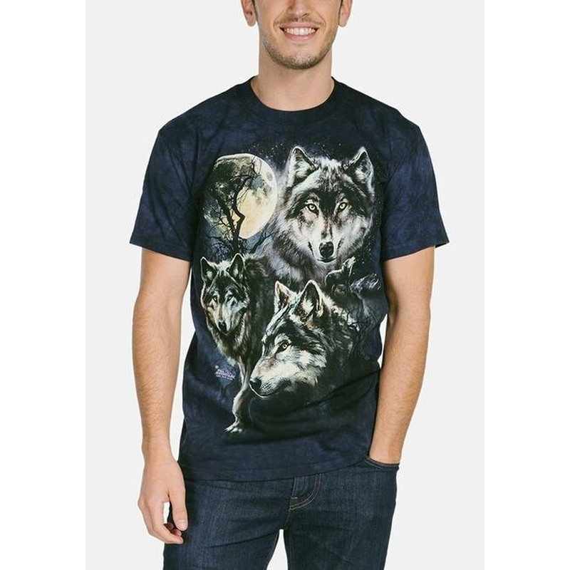 

Two-color wolf graphic men's 3D printed T-shirt visual impact party top streetwear punk gothic round neck high quality American muscle, White;black