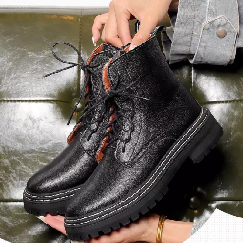 

Women Boots Platform Shoes Chaussures Triple Black Womens Cool Motorcycle Boot Leather Shoe Trainers Sports Sneakers Size 35-40 05, 1 35-40