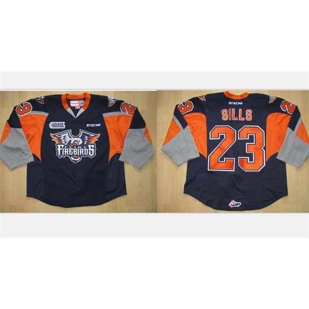 

Custom 009 Youth women Vintage OHL Flint Firebirds 23 Connor Sills Vintage Hockey Jersey Size S-5XL, White youth s-xl