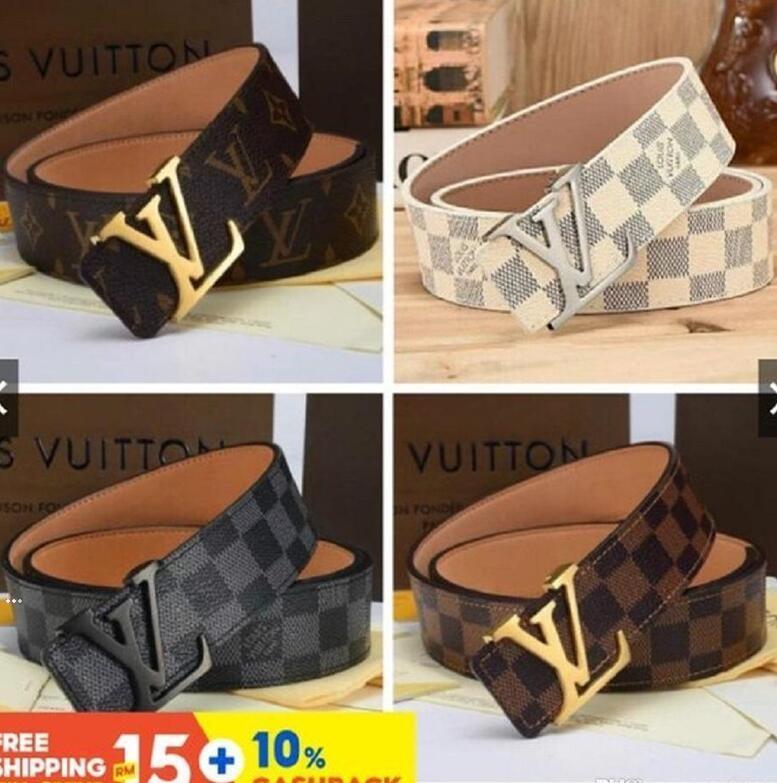 

BIG Buckle Genuine Leather Belt Men Women Mens Belts Handbags Women Purse WalletLVLouisVitton YSLVUTTON, Gold