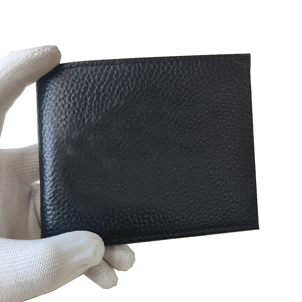 

Design card holder Italy fashion wallet business cash clip men folding coin purse soft pebbled leather with box set