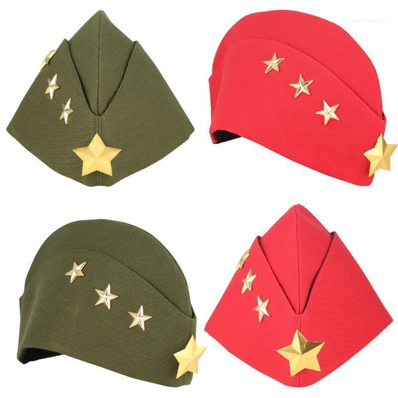 

Berets Red Army Cap Women's Autumn Winter Five Star Chain Beret Hats German Caps Fashionable Pilot's Kepi Captain Hat1, Army green