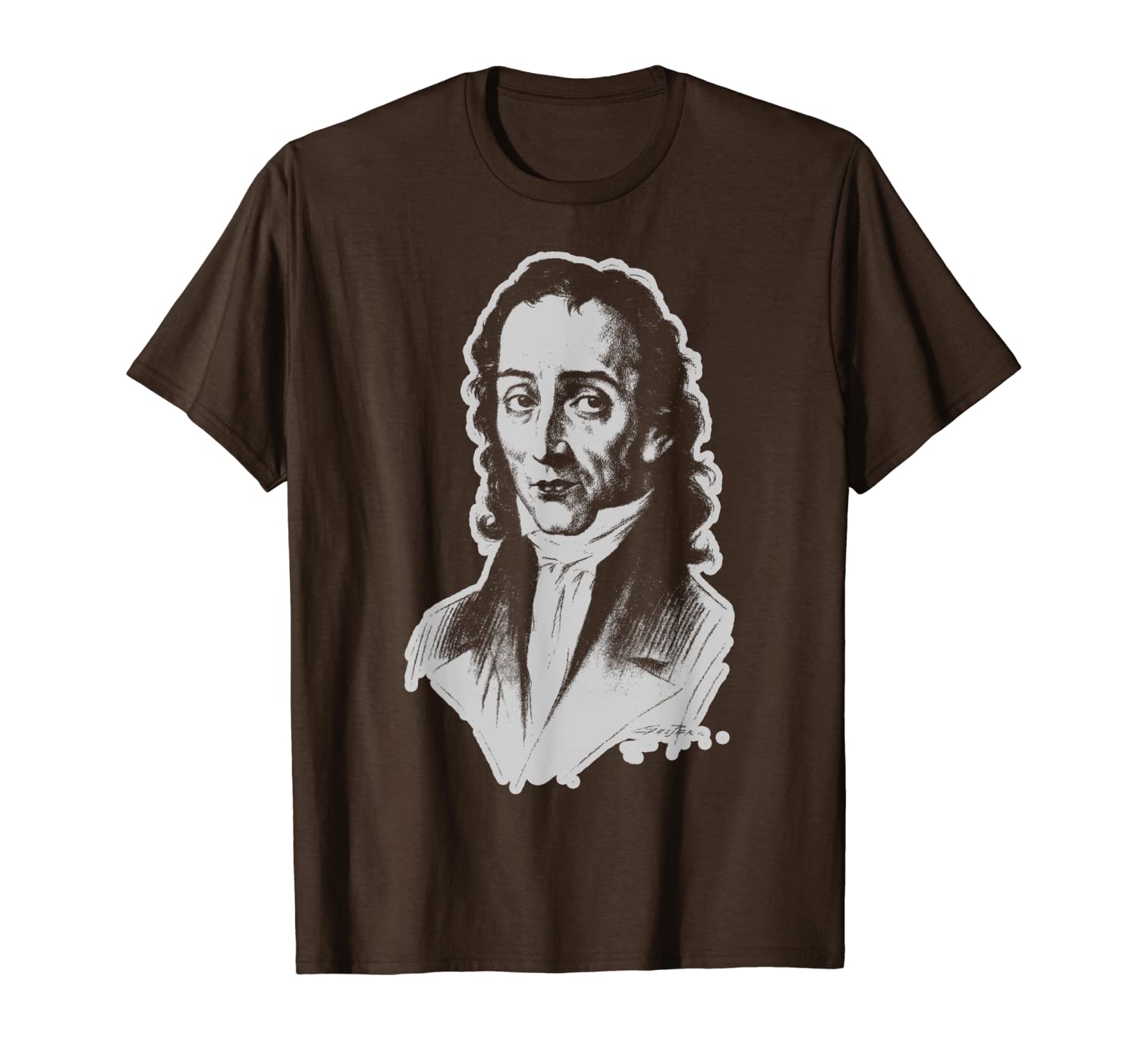 

paganini portrait caprices violonist composer gift violin t-shirt, White;black