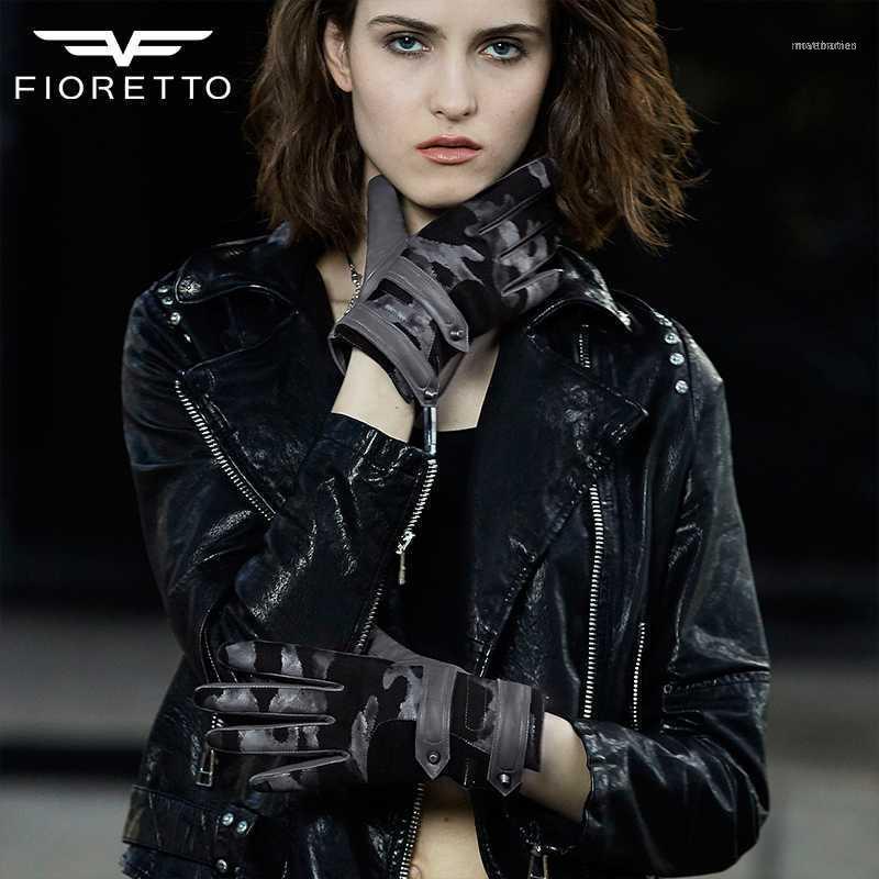 

Genuine Leather Gloves For Women Camouflage Touch Screen Thermal Lined Driving Winter Mittens Buckles1