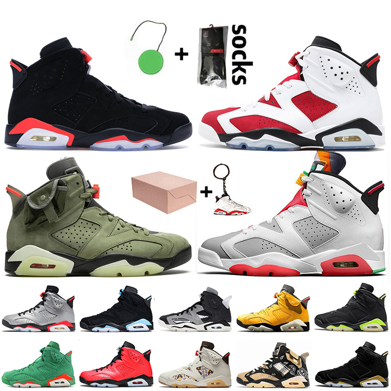 

With Box Top Quality Jumpman 6 6s Mens Basketball Shoes Black Infrared 2021 Carmine Travis Scotts Hare Jordan Retro Electric Green Trainers Sneakers, A18 gatorade like mike 40-47