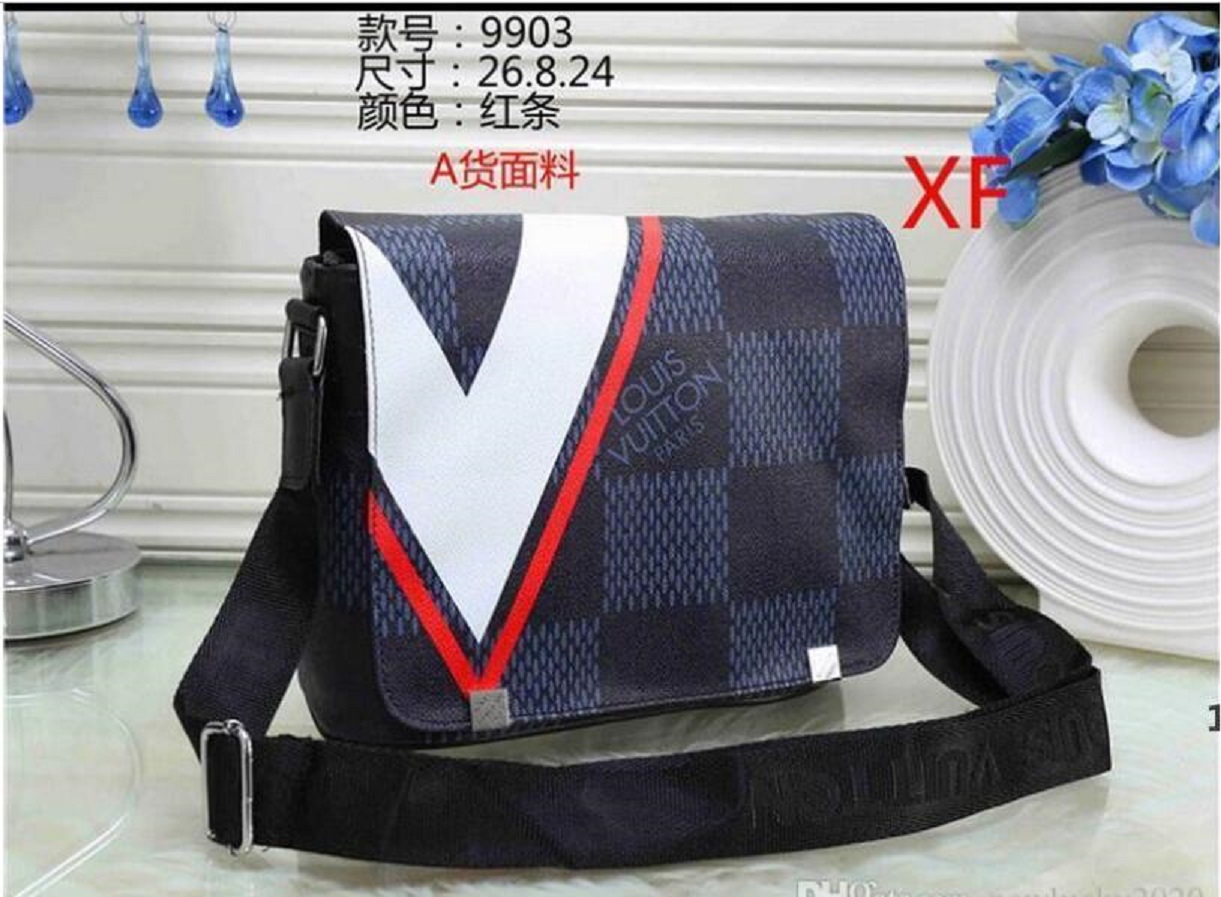 

District PM LV LOUIS bag VITTON briefcase business package classic shoulder bag leather messenger totes clutch handbag t, Red;black