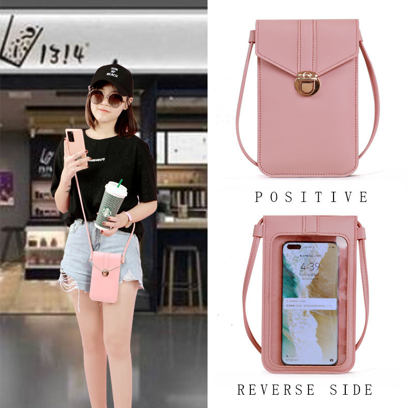 

Pu Leather Wallet Korean Women's Purse trendy lock clasp touch screen mobile phone wallets female retro Student Purses, Fuchsia