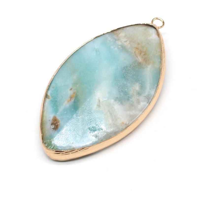 

Charms Natural Stone Pendant With Faceted Marquise Shape For DIY Necklace Exquisite Fashion Design Jewelry Size 30x50mm, Bronze;silver