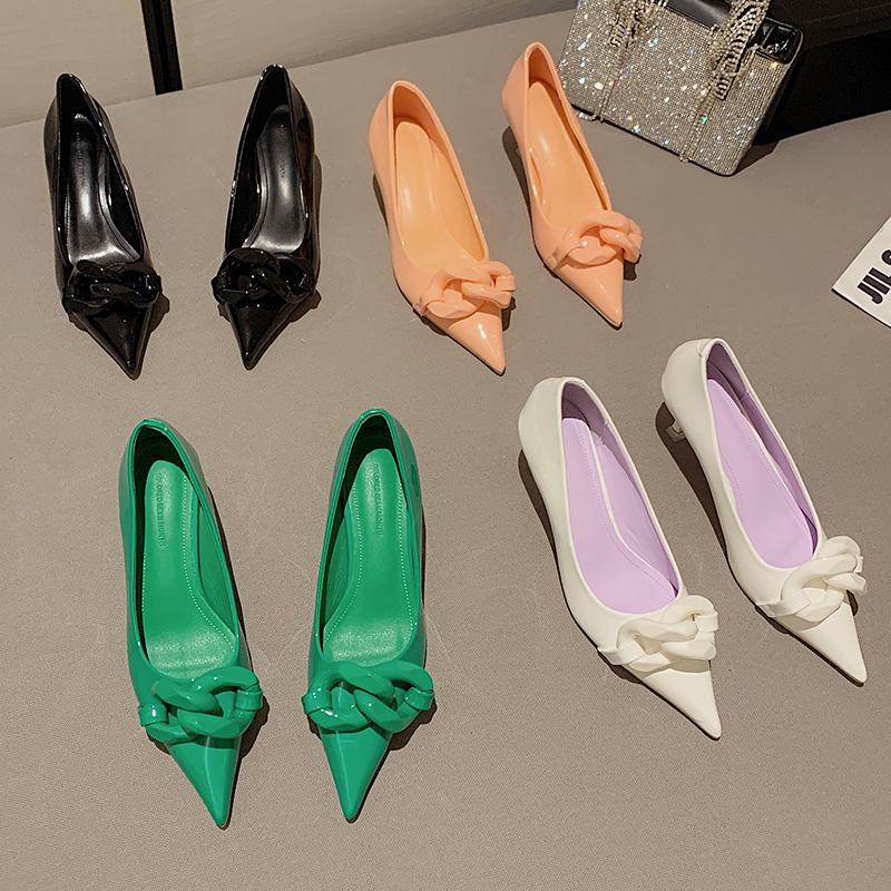 

Dress Shoes 2021 Women Sandals Fashion Thin Heels Woman Casual Female High Heel Pointed Toe Ladies Slides, Black