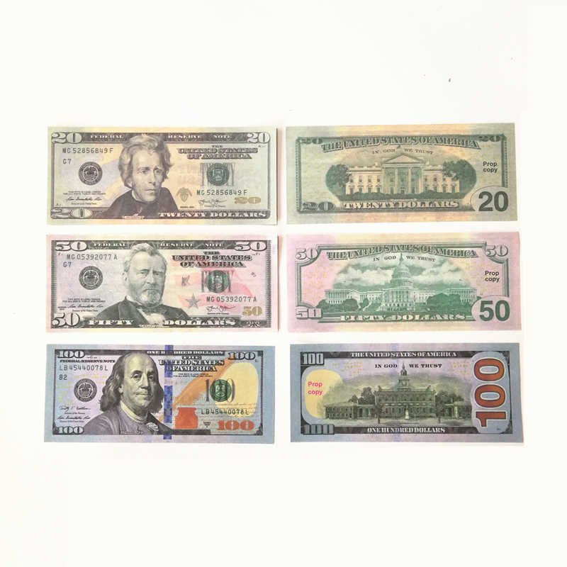 

USA Dollars Banknote Paper Novelty Toys Fake Money Copy 20,50,100 Dollar Prop Money Realistic Double Sided Stack Full Print Fake
