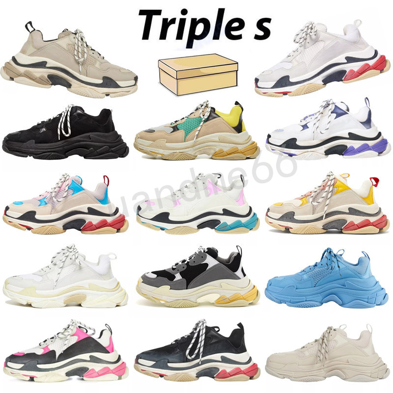 

2022 fashion triple S Casual Shoes men women dad shoe Black White Yellow Red tripler Sneakers 36-45, 12