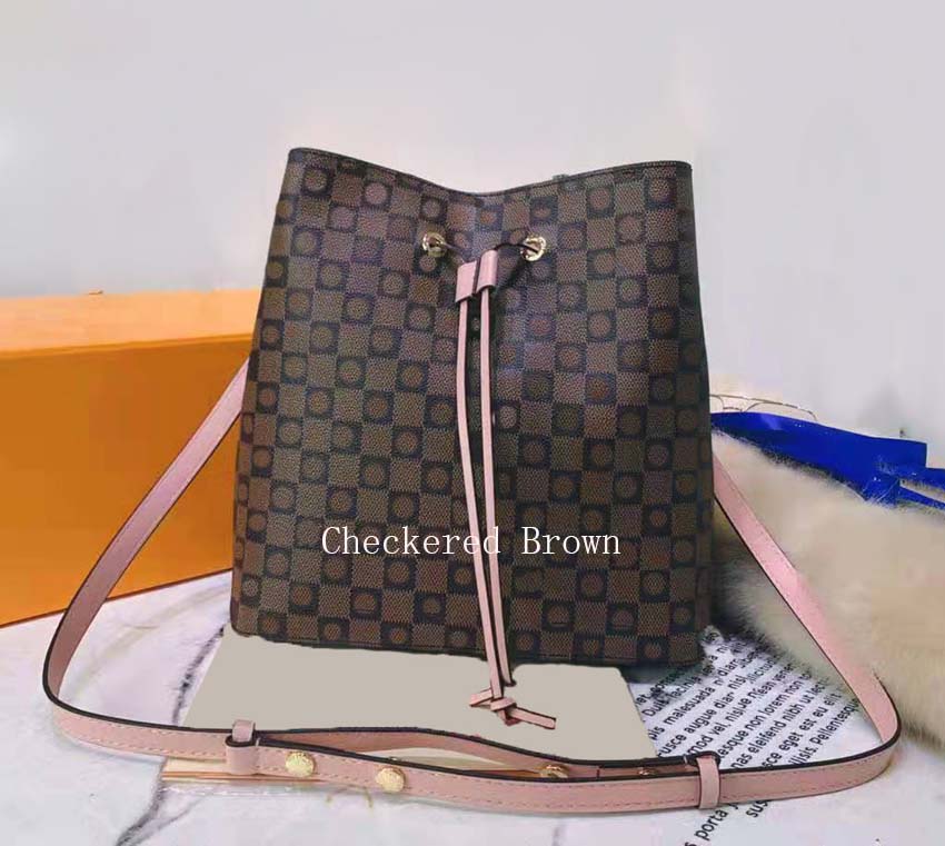 

2021 Women Handbag Luxury designer handbags Classic bag Flower Brown Original Serial Number High Quality Wallet Large Shopping bags Shoulder Drawstring, Dust bag