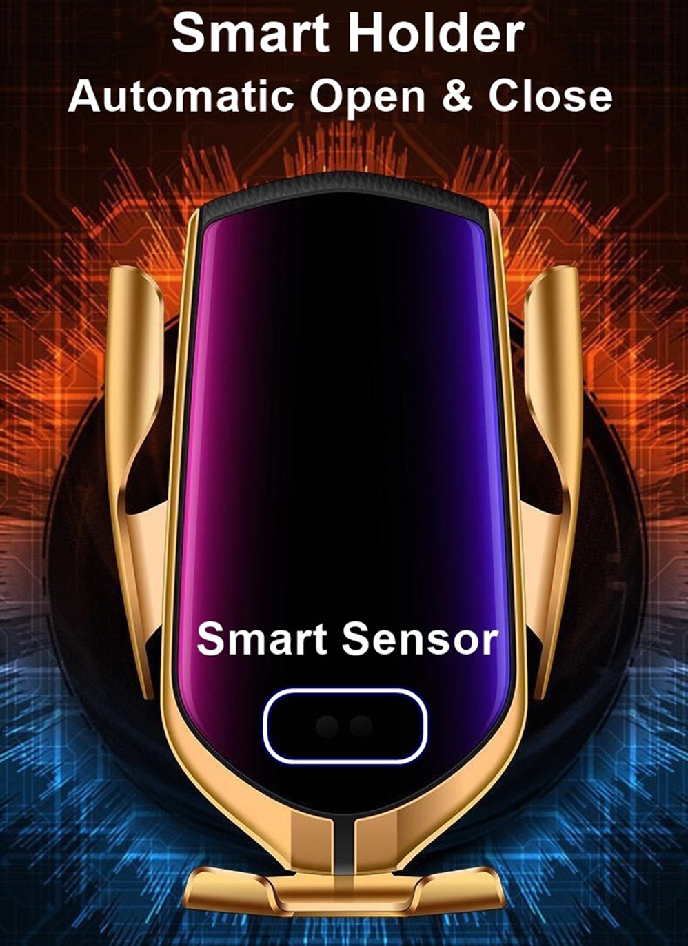 

R1 Car Wireless Charger Automatic Clamping 10W Qi Fast Charging Holder For iPhone Samsung Huawei Air Vent Phone Holder