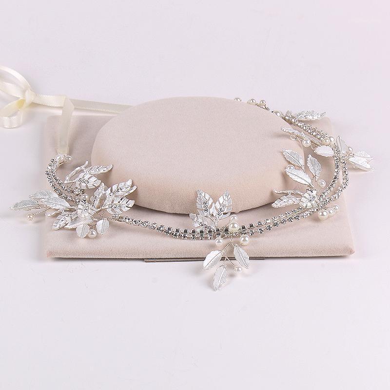 

Gold/Silver Color Pearls Rhinestone Headbands For Women Bride Wedding Crown Leaf Hairbands Headdress Headpieces Hair Accessories Clips & Bar, Golden;silver