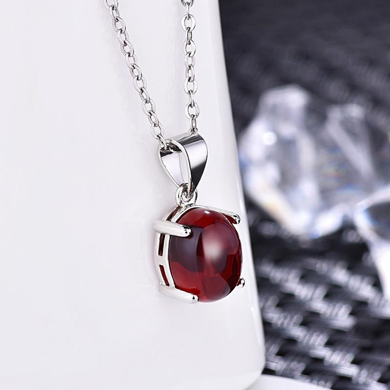 

Pendant Necklaces Vintage Jewelry Bohemian Style Red Green Color Pure Copper Made Silver Link Chain For Women Dress Accessories