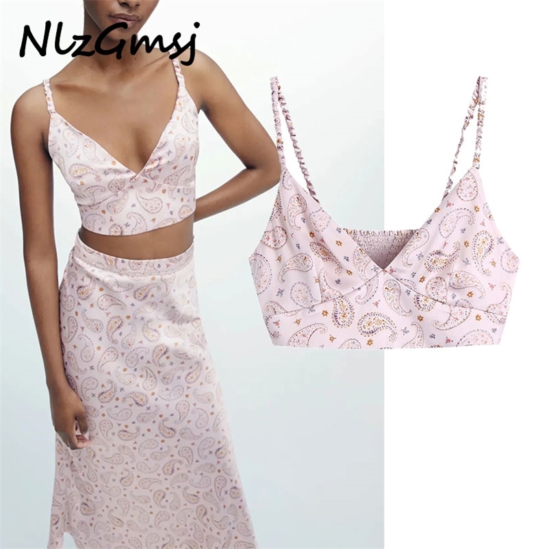 

Tank Woman Summer Floral Print Pink Colour  Camis Spring Women Fashion Sexy Tops 03 210628, As picture